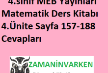 4.sınıf MEB Yayınları Matematik Ders Kitabı 4.Ünite Sayfa 157-188 Cevapları