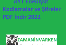AYT Edebiyat Kodlamalar ve Şifreler PDF İndir 2022