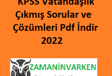 KPSS Vatandaşlık Çıkmış Sorular ve Çözümleri Pdf İndir 2022